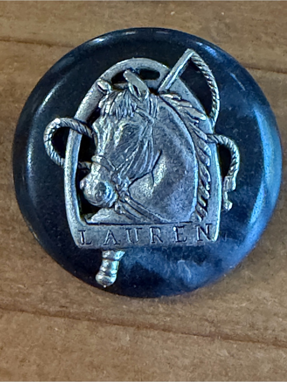 Ralph Lauren Black Button with Silver Equestrian Crest